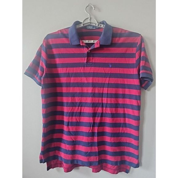 Polo By Ralph Lauren Polo Shirt Men's Size XXL Red Blue‎ Striped Pony 2XL Golf - Picture 1 of 5